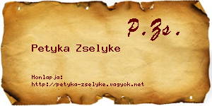 Petyka Zselyke névjegykártya